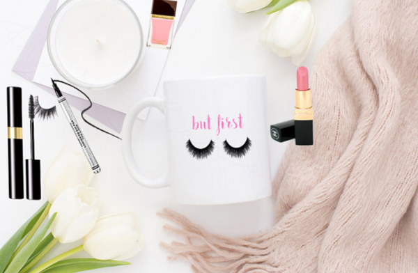 But First Eye Lashes Mug - Pink Fashion Nyc