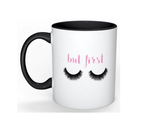 But First Eye Lashes Mug - Pink Fashion Nyc