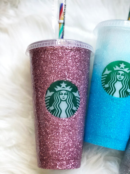 Starbucks Rose Gold Glittered Customized Cup