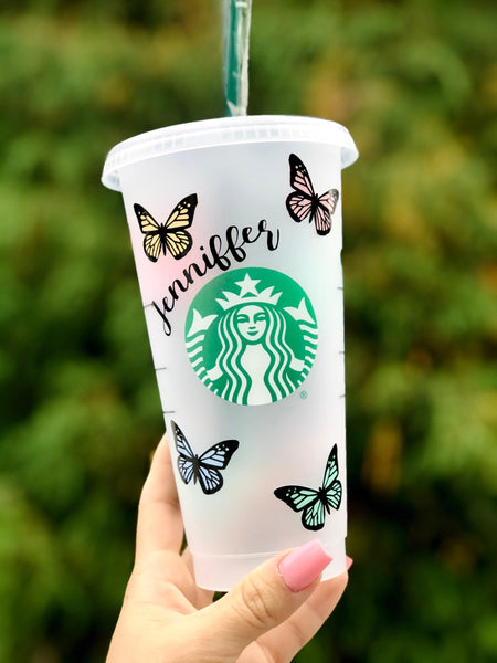 Butterfly Starbucks Venti Tumbler Cup -Matte butterfly Cup