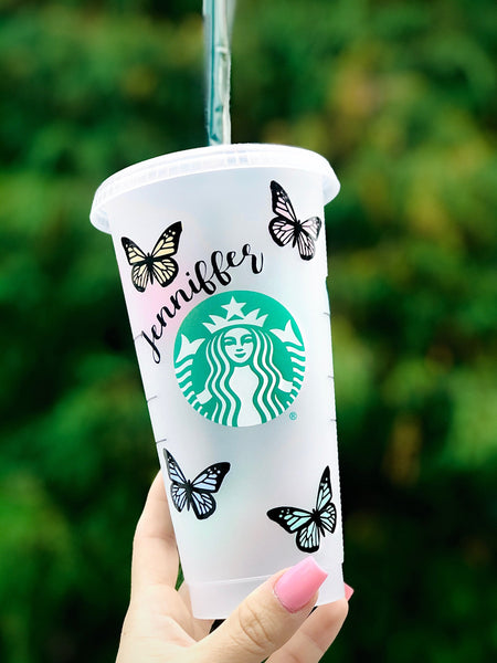 Butterfly Starbucks Venti Tumbler Cup -Matte butterfly Cup