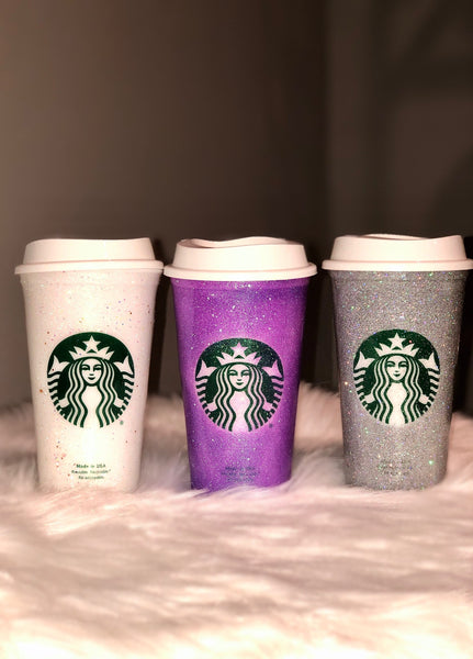 Starbucks Glitter Customized Hot Cup - Light Purple custom glitter- Rhinestone hot starbucks cup