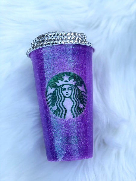 Starbucks Glitter Customized Hot Cup - Light Purple custom glitter- Rhinestone hot starbucks cup