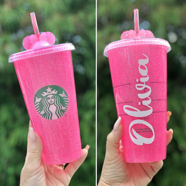 Starbucks Glitter Customized Cup - Custom Pink color