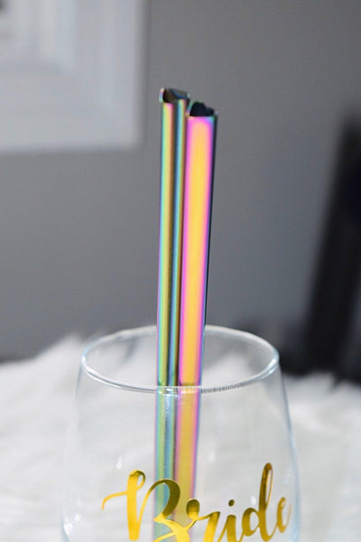Rainbow Heart Shape Metal Straws, Valentines Straws,Reusable Straws