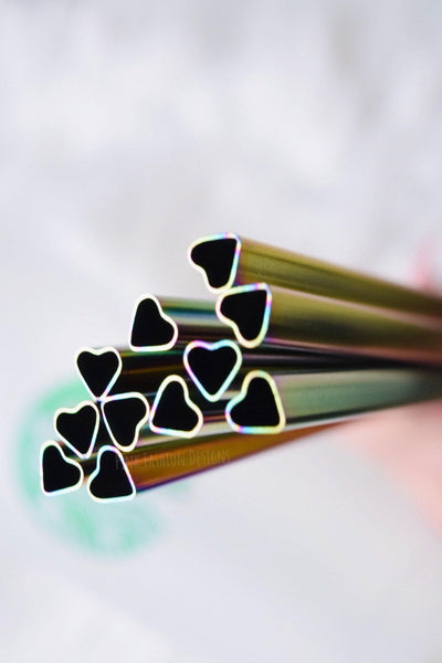 Rainbow Heart Shape Metal Straws, Valentines Straws,Reusable Straws