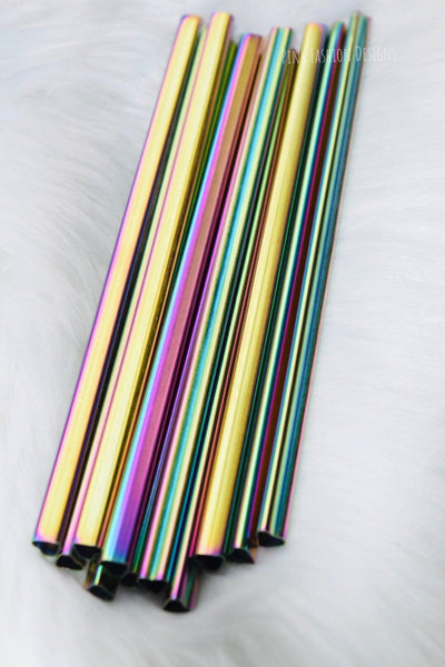 Rainbow Heart Shape Metal Straws, Valentines Straws,Reusable Straws