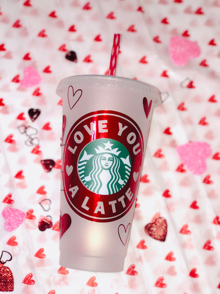 Starbucks Valentines I love you a latte Custom Cup