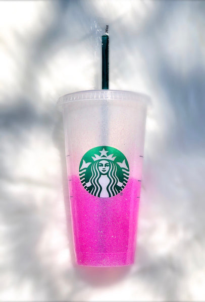 Starbucks Light Pink Ombre Glittered Customized Cup