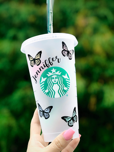 Butterflies around Starbucks Personalized Cold Cups