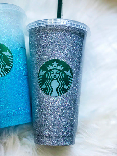 Starbucks Silver Glittered Customized Cup