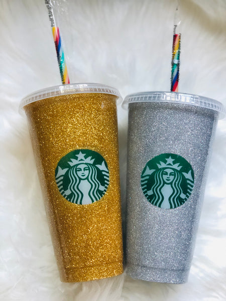 Starbucks Gold Glittered Customized Cup