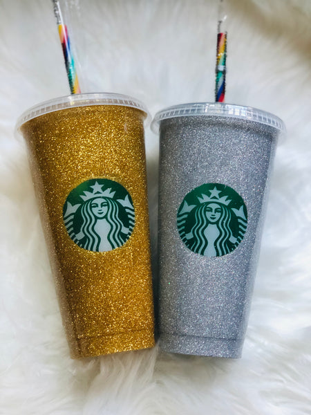 Starbucks Gold Glittered Customized Cup