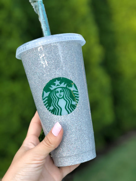 Starbucks Silver Glittered Customized Cup