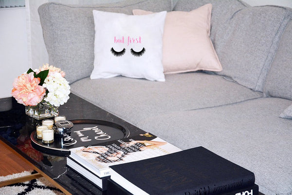 But First Eyelashes Decorative Pillow