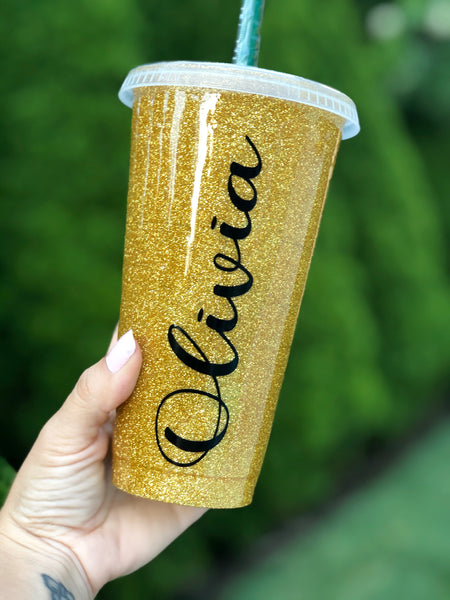 Starbucks Gold Glittered Customized Cup