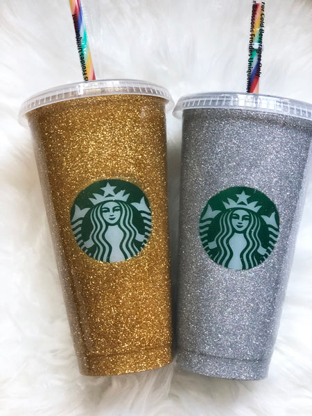 Starbucks Gold Glittered Customized Cup