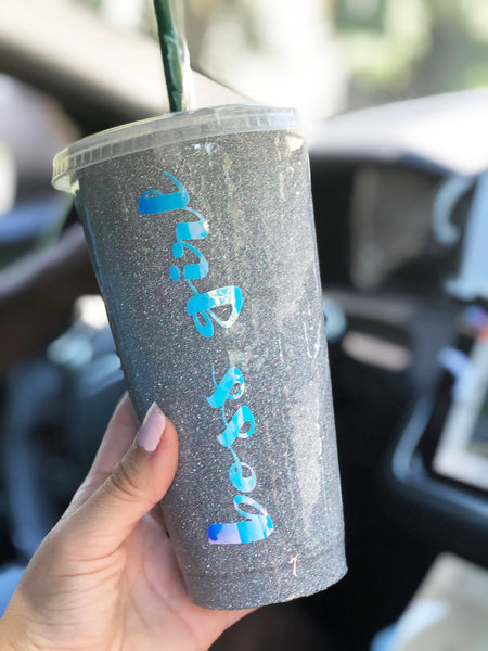 Starbucks Glitter Customized Cup - Silver Holo