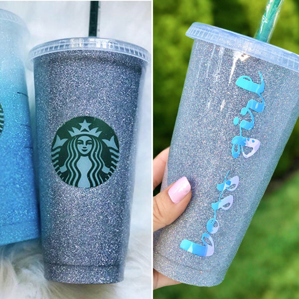 Starbucks Glitter Customized Cup - Silver Holo