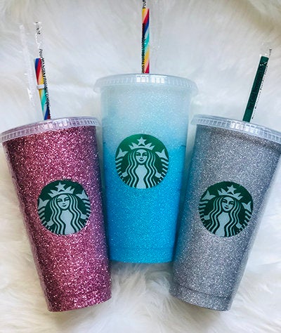 Starbucks Glitter Customized Cup - Silver Holo
