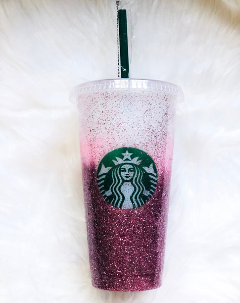 Starbucks Glitter Customized Cup -  Rose Gold Ombre-Free shipping