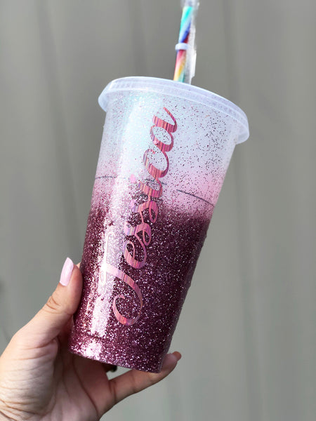 Starbucks Glitter Customized Cup -  Rose Gold Ombre-Free shipping