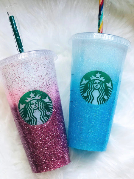 Starbucks Glitter Customized Cup -  Rose Gold Ombre-Free shipping
