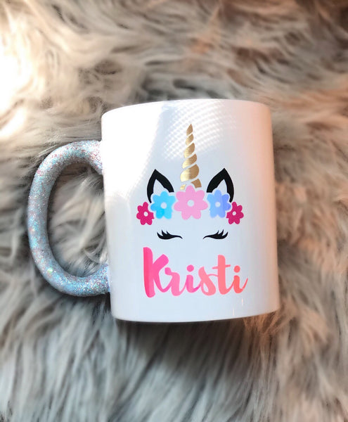 Unicorn Customized Glitter holder Mug, Personalize Glitter holder Ceramic Mug