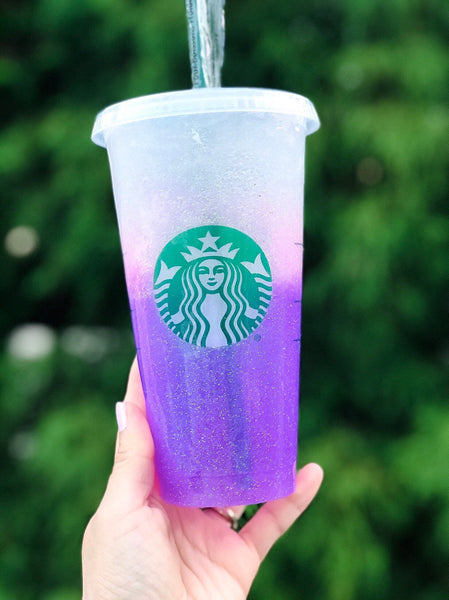 Starbucks Glitter Customized Cup Free shipping- Custom Light Purple Ombre