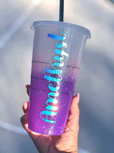 Starbucks Glitter Customized Cup Free shipping- Custom Light Purple Ombre
