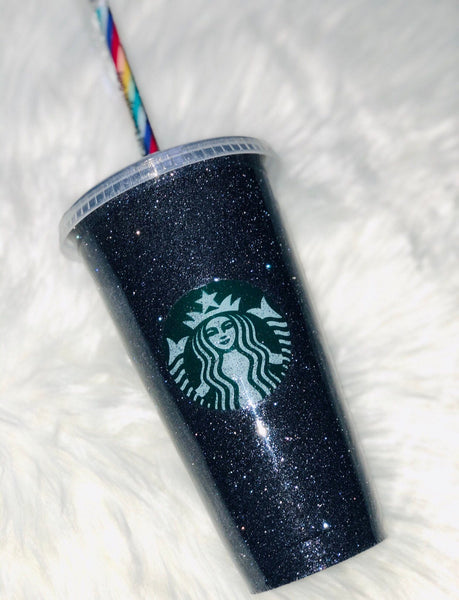 Starbucks Glitter Customized Cup- Navy Dark Gray