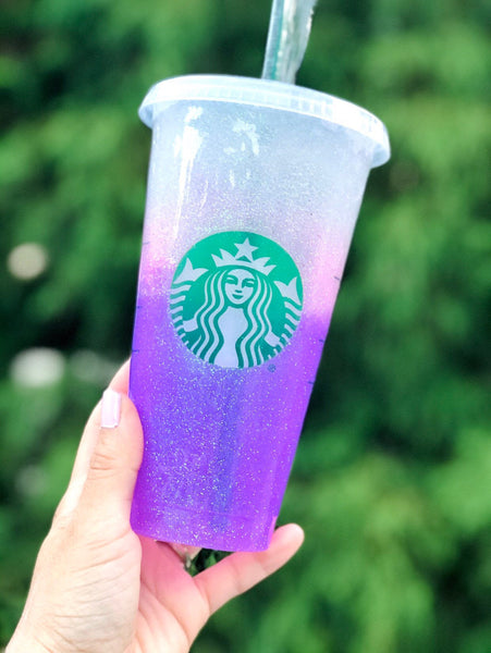 Starbucks Glitter Customized Cup Free shipping- Custom Light Purple Ombre