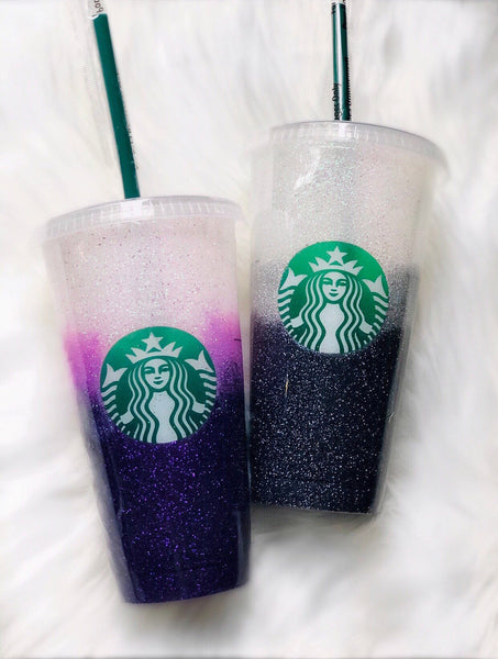 Starbucks Glitter Customized Cup -  Purple Ombre-Free shipping