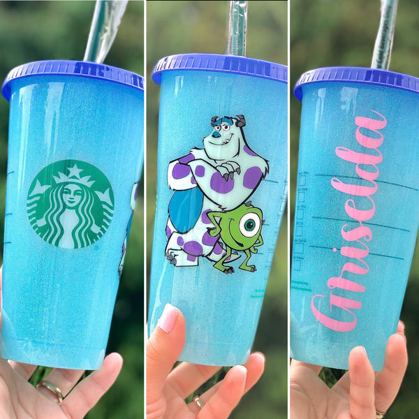 Starbucks Glitter The monsters inspired Customized Cup - Baby Blue Glitter Monsters Cup