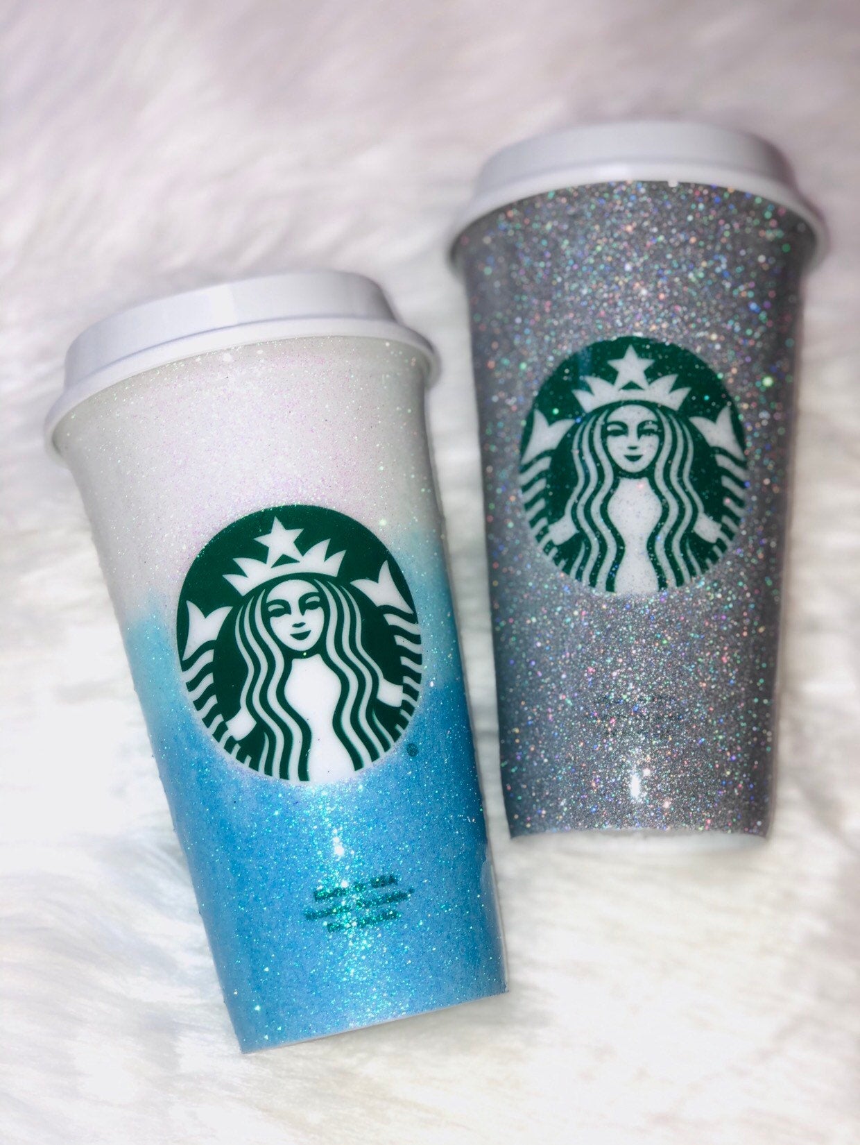 Starbucks Glitter Blue ombre Customized Hot Cup