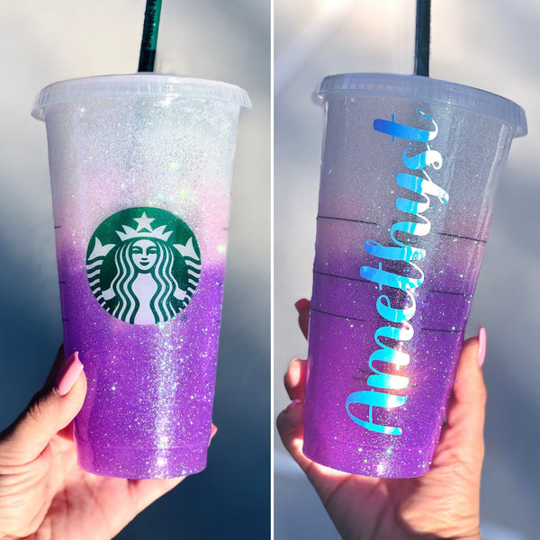 Starbucks Glitter Customized Cup Free shipping- Custom Light Purple Ombre