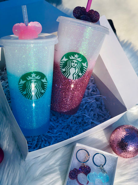 Starbucks Glitter Customized Ombre Cup Christmas gift bundle- Starbucks Christmas gift box