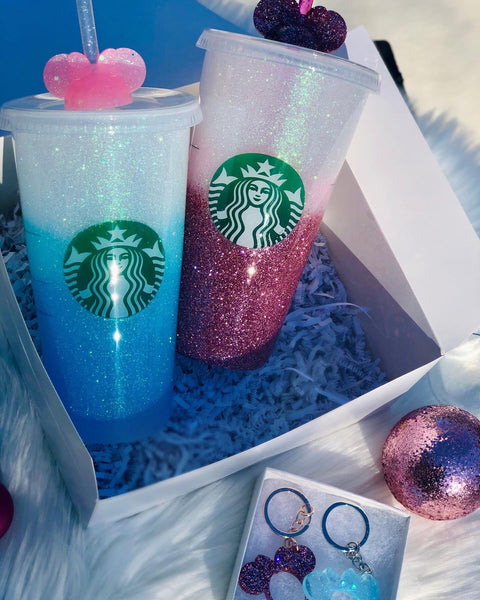 Starbucks Glitter Customized Ombre Cup Christmas gift bundle- Starbucks Christmas gift box