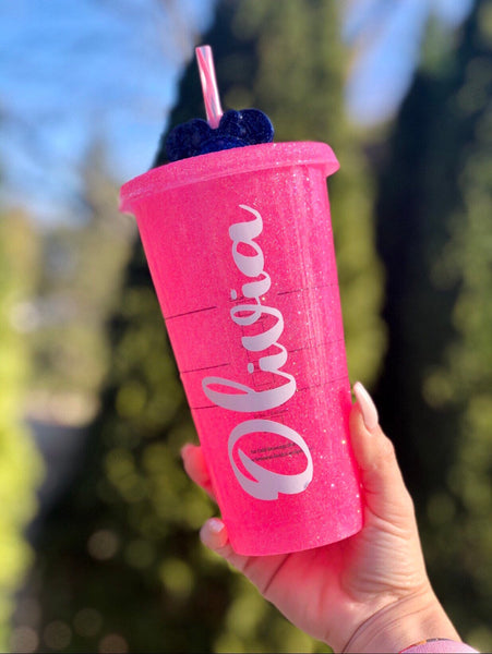 Starbucks Glitter Customized Cup Set - Custom Pink color