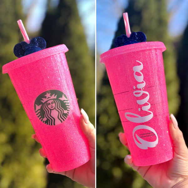 Starbucks Glitter Customized Cup Set - Custom Pink color