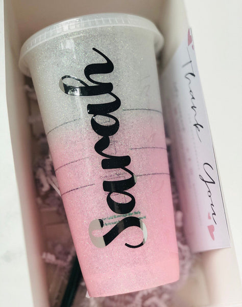 Starbucks Glitter Customized Cup - Blush Ombre