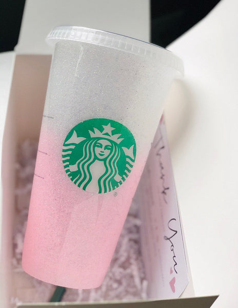 Starbucks Glitter Customized Cup - Blush Ombre