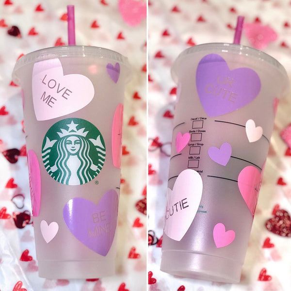 Starbucks Valentines Day Venti Tumbler Cup Conversation Hearts - Customized Starbucks Conversation Hearts- Free Shipping