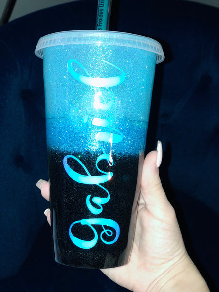 Starbucks Glitter Customized Cup - Black&Blue ombre