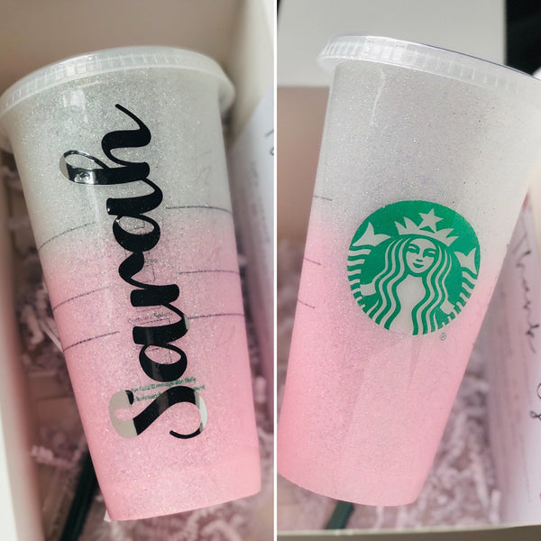 Starbucks Glitter Customized Cup - Blush Ombre