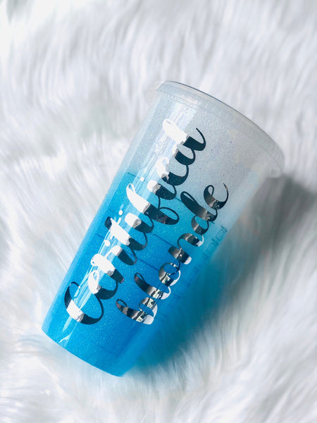 Starbucks Glitter Customized Cup Free Shipping - Blue Ombre