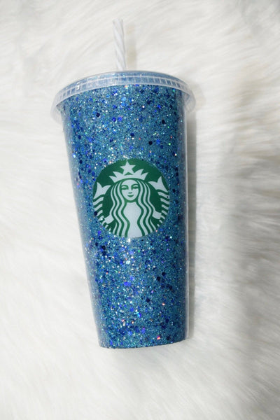 Starbucks Glitter Customized Cup Free Shipping - Custom Blue Glitter cup Free shipping