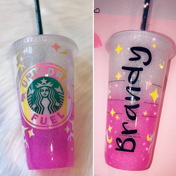 Starbucks Unicorn Fuel Ombre Venti Tumbler Cup - Customized Starbucks Unicorn Cup Pink ombre Free Shipping