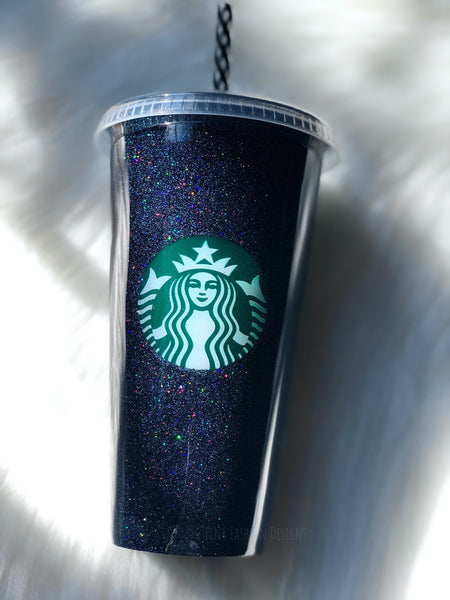 Starbucks Glitter Customized Cup Free shipping- Custom Black Holo Venti Tumbler Cup