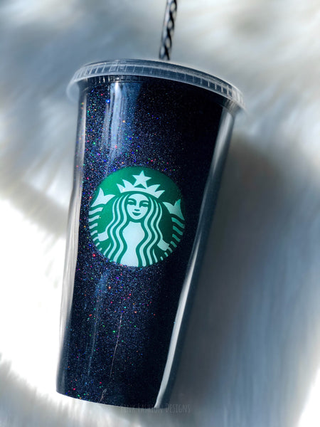 Starbucks Glitter Customized Cup Free shipping- Custom Black Holo Venti Tumbler Cup